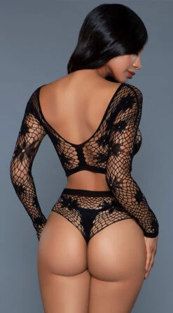 Be Wicked Floral Delight Bodystocking Set -Forplay Shop BW 2153 BLK B 2022MARCH48678