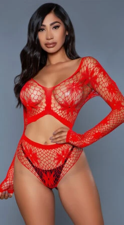 Be Wicked Floral Delight Bodystocking Set -Forplay Shop BW 2153 RD F web 2022APRIL48678