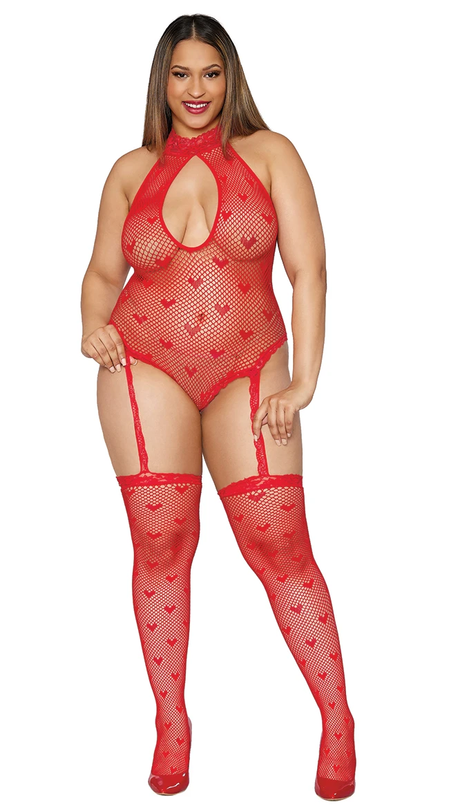 Dreamgirl Plus Size Heart For You Bodystocking 3 Dreamgirl Plus Size Heart For You Bodystocking