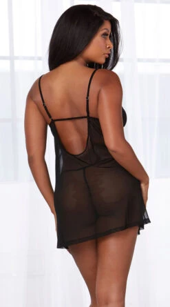 Dreamgirl Stay Cozy Chemise And Robe Set -Forplay Shop DG 12239 Black Back Chimese 2020OCT26665