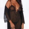 Dreamgirl Stay Cozy Chemise And Robe Set 1 Dreamgirl Stay Cozy Chemise And Robe Set -Forplay Shop DG 12239 Black Robe Front 2020OCT26665