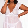 Dreamgirl Plus Size Bridal Babe Flyaway Babydoll Set -Forplay Shop DG 12436X White Front 2022MARCH42936