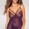 Dreamgirl Modern Vintage Babydoll Set -Forplay Shop DG 12467 Plum Back Front 2022MARCH42936