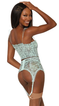 Dreamgirl Delicated Ruched Mint Chemise Set -Forplay Shop DG 12781 Mint Back 2023MAY