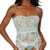 Dreamgirl Delicated Ruched Mint Chemise Set -Forplay Shop DG 12781 Mint Front Inset 2023MAY