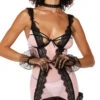 Dreamgirl Feminine Mesh And Lace Chemise Set -Forplay Shop DG 12783 Pink Black Front 2023MAY