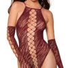 Dreamgirl Fishnet Zebra Teddy And Gloves Set 1 Dreamgirl Fishnet Zebra Teddy And Gloves Set -Forplay Shop DG 12809 Burgundy Front 2023MAY