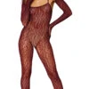 Dreamgirl Burgundy Leopard Bodystocking Set -Forplay Shop DG 417 Burgundy Front Inset 2023MAY
