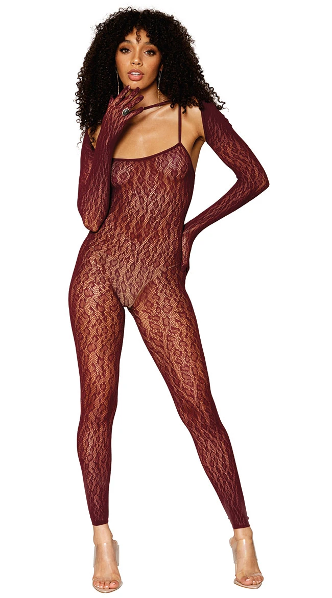 Dreamgirl Burgundy Leopard Bodystocking Set 3 Dreamgirl Burgundy Leopard Bodystocking Set