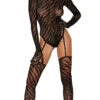 Dreamgirl Zebra Fishnet Bodystocking -Forplay Shop DG 420 Black Front 2023MAY