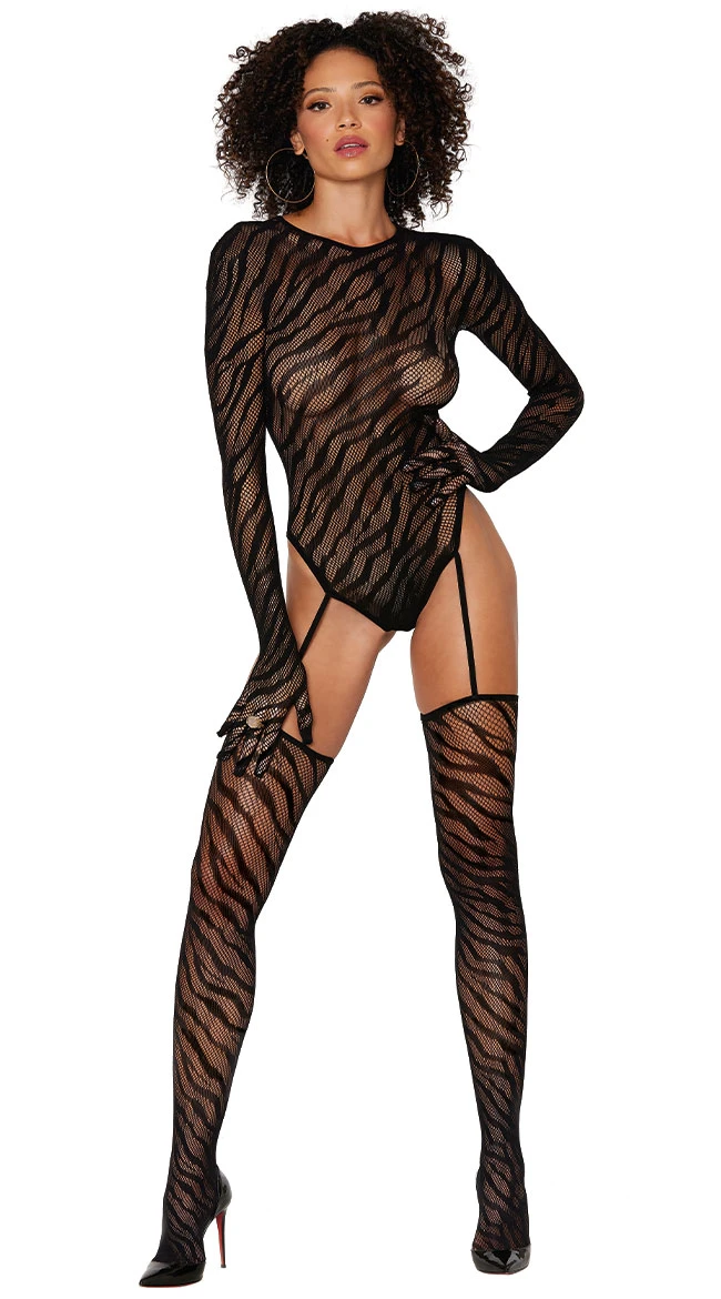 Dreamgirl Zebra Fishnet Bodystocking 3 Dreamgirl Zebra Fishnet Bodystocking