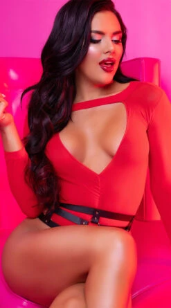 Long Sleeve Red Teddy -Forplay Shop EM 1275 RED PS12192019 VDAY 16