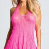 Lace Halter Top Mini Dress -Forplay Shop EM 1422 PINK PS12092019 3