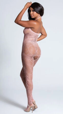 Patterned Peach Fishnet Bodystocking -Forplay Shop EM 1652 PINK PS06062019 9