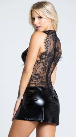 Eyelash Lace And Wet Look Mini Dress 9 Eyelash Lace And Wet Look Mini Dress -Forplay Shop EM 88047 BLACK PS06132019 9