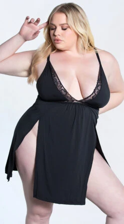 Plus Size Split The Difference Babydoll Set -Forplay Shop ES 7341X BLK 5 YANDY PS12072021