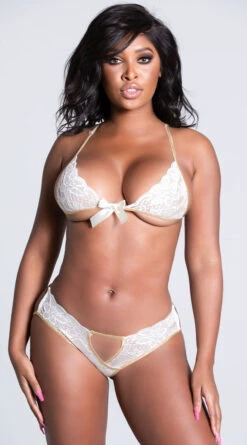 Lace Bra And Panty With Gold Trim