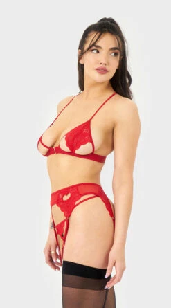 Love Lace Bralette And Garter Set -Forplay Shop ES 8658 RED 04 YANDY PS03312022