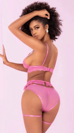 Romantic Sunset Bra And Garter Set -Forplay Shop ES 8737 Sunset Pink Back 2023APRIL