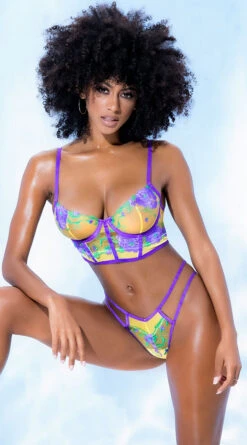 Mardi Gras Beauty Bra Set -Forplay Shop ES 8749 Yellow Front 2023APRIL