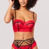 Yandy What It's Worth Bra Set -Forplay Shop EY 4272 GARTER LACE BRA SET RED 3934