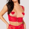 Yandy Eye Catcher Open Cup Set -Forplay Shop EY 4420 SET CORSET MESH CHEEKY RED 1381