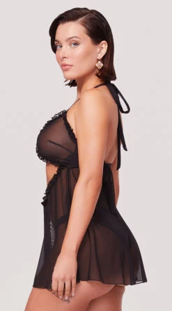 Yandy X Lana Rhoades Heart On Flyaway Babydoll Set -Forplay Shop EY LNA 0011 LANA FLAYAWAY BABYDOLL PANTY SET BLACK 5309