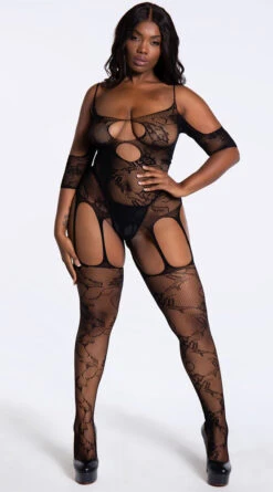 Fantasy Plus Size Aphrodite Floral Net Bodystocking