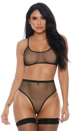 Forplay Free As A Bird Fishnet Bra Set