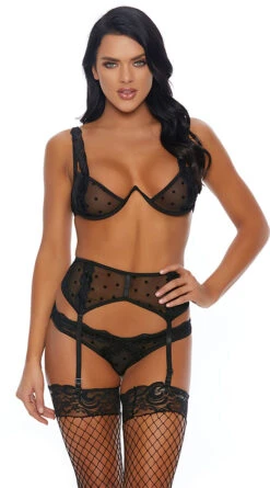 Forplay Polka Dot Mesh Bra Set