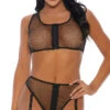 Forplay Zipper Fishnet Bra Set