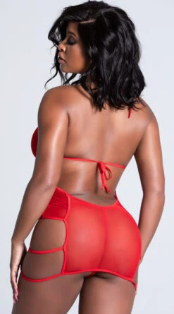 Ruched Mesh Halter Chemise -Forplay Shop GL 32132 RED 9 PS01182021