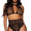LEG AVENUE Dotted Net And Lace High Waisted Lingerie Set -Forplay Shop LA 81646 03 001 2022APR47820