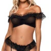 LEG AVENUE Ruffled Femininity Crotchless Bra Set -Forplay Shop LA 81647 01 001 2022APR47820