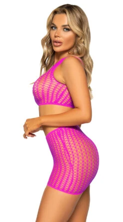 LEG AVENUE Neon Crochet Crop Top And Skirt Set -Forplay Shop LA 81651 004 029 2022APR47820