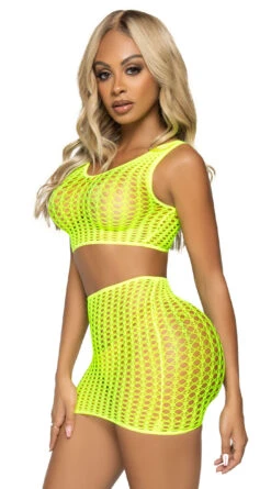 LEG AVENUE Neon Crochet Crop Top And Skirt Set -Forplay Shop LA 81651 004 033 2022APR47820