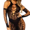 LEG AVENUE Racerback Fishnet And Lace Mini Dress Set -Forplay Shop LA 86129 001 001 2022APR47820