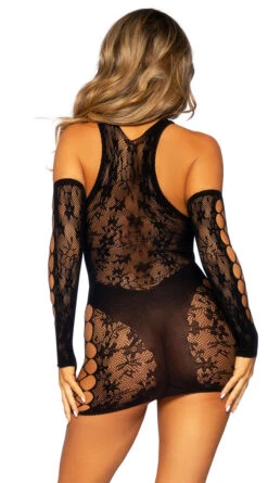 LEG AVENUE Racerback Fishnet And Lace Mini Dress Set 10 LEG AVENUE Racerback Fishnet And Lace Mini Dress Set -Forplay Shop LA 86129 002 001 2022APR47820