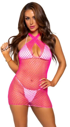 LEG AVENUE Woven Net Twisted Mini Dress -Forplay Shop LA 86130 001 029 2022APR47820