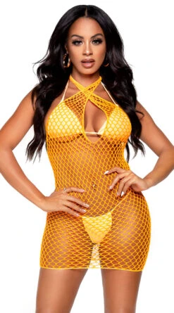 LEG AVENUE Woven Net Twisted Mini Dress -Forplay Shop LA 86130 001 030 2022APR47820