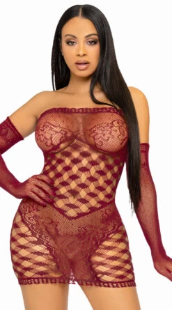 LEG AVENUE Netted Tube Dress And Gloves Set -Forplay Shop LA 86136 003 0362022SEPT53496
