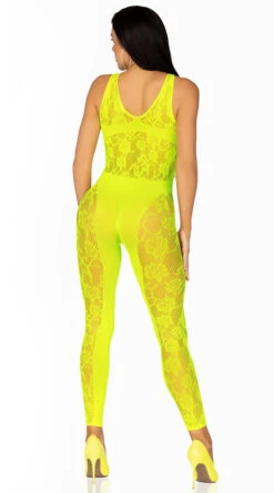 LEG AVENUE Neon Yellow Lace Bodystocking 9 LEG AVENUE Neon Yellow Lace Bodystocking -Forplay Shop LA 89308 02 033