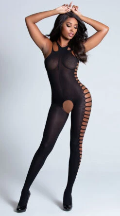 MUSIC LEGS Ribbed Cut-Out Bodystocking -Forplay Shop ML 1325 BLACK PS06062019 3
