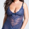 Plus Size Flirty Lace Babydoll Set -Forplay Shop OL 2139X BLUE PS06262019 1