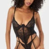 Double Trouble Lace Teddy -Forplay Shop OL 51 11628 BLACK 02 YANDY PS03312022