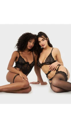 Double Trouble Lace Teddy -Forplay Shop OL 51 11628 BLACK 09 YANDY PS03312022