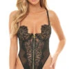 Kinsley Zipper Lace Teddy 1 Kinsley Zipper Lace Teddy -Forplay Shop OL 51 11849 BK FRONT HR 2022OCT52343