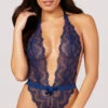 Alessa Plunge Lace Teddy -Forplay Shop OL 52 11153 LACE TEDDY NAVY 3917