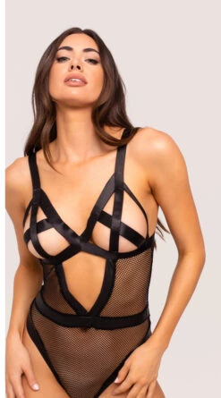 Aida Strappy Fishnet Teddy -Forplay Shop OL 52 11479 BLACK YANDY PDP PS10052022 50