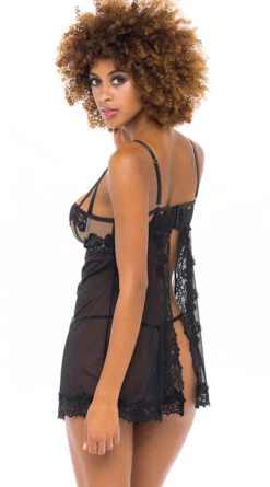 Mesmerizing Mesh Babydoll Set -Forplay Shop OL 72 11595 BK BACK BA 2021NOV43332